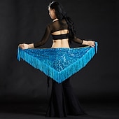 billiga Dansaccessoarer-Magdans Höftsjalar till magdans Dam Prestanda Polyester Paljett / Tofs Magdans höftscarf