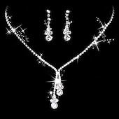 abordables Conjuntos de joyas-Pendientes colgantes Circonita Zirconia Cúbica Plata Mujer Elegante Estilo Simple Gota Conjunto de joyas Para Boda Aniversario Fiesta / Gargantillas / Los sistemas nupciales de la joyería / Pedida