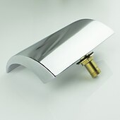 preiswerte Badewannenarmaturen-Badewannenarmatur im modernen Stil, LED-Chrom-Römische Wanne Messingventil Drei Griffe Fünf-Loch-Wasserfall-Badewannen-Dusche-Mischbatterien mit Heiß- und Kaltschalter