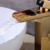 cheap Classical-Faucet Set - Waterfall Gold Centerset Single Handle One HoleBath Taps