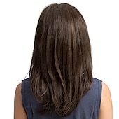 baratos peruca mais velha-perucas marrons para mulheres peruca reta longa castanha cabelo sintético castanho perucas femininas com franja