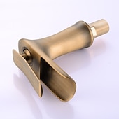 halpa Klassinen-antiikkipronssi messinkihanasarja, vesiputous antiikkipronssikannelle asennettu yksikahvainen yksireikäinen kylpyhana kuuma- ja kylmäkytkimellä ja viemärillä