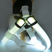 お買い得  犬用首輪＆ハーネス＆リード-犬 ハーネス LEDライト 安全用具 ソリッド