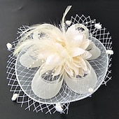 billige Fascinatorer og hatter-fjær / nett fascinators kentucky derby lue / blomster / hatter med fjær / pels / blomster 1 stk bryllup / spesiell anledning / damedag hodeplagg