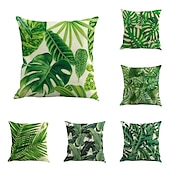 baratos estilo floral e plantas-conjunto clássico de 6 fronha de algodão / capa de almofada, novidade botânica clássica retro tradicional / clássica almofada de linho falso para sofá sofá-cama poltrona verde