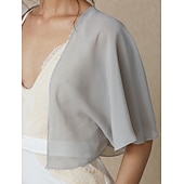 billiga bröllop gäst wraps-Sjalar Damens Wrap Bolero Shrug Kappor  Jackor Elegant Solskydd Kortärmad Chiffon Bröllop Wraps Med Ren Färg För Formell Vår  Höst klä dig för att imponera