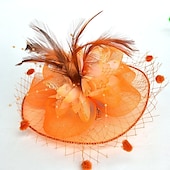 billige Fascinatorer og hatter-fjær / nett fascinators kentucky derby lue / blomster / hatter med fjær / pels / blomster 1 stk bryllup / spesiell anledning / damedag hodeplagg