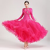 رخيصةأون قاعة الرقص القياسية-Ballroom Dance فستان كريستال / أحجار الراين نسائي أداء كم طويل سباندكس بوليستر