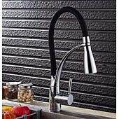 זול ראש ברז נשלף-ברז מטבח - מודרני / עכשווי כרום LED אור / נשלף / כלי נשלף / פליז