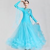 رخيصةأون قاعة الرقص القياسية-Ballroom Dance فستان كريستال / أحجار الراين نسائي أداء كم طويل سباندكس بوليستر