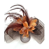 preiswerte Faszinator-Fascinator Hüte Kopfbedeckung Netz Teeparty Pferderennen Ladies Day Melbourne Cup Handgemacht mit floralem Kopfschmuck Kopfbedeckung Kleid zum Beeindrucken Renntag Kleid