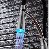 זול ראש ברז נשלף-ברז מטבח - מודרני / עכשווי כרום LED אור / נשלף / כלי נשלף / פליז