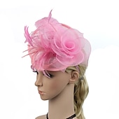 billige Coiffer-fjær / nettfascinatorer kentucky derby lue / blomster / hodeplagg med blomster 1 stk spesiell anledning / hesteveddeløp / damedag hodeplagg