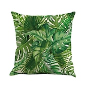 baratos estilo floral e plantas-conjunto clássico de 6 fronha de algodão / capa de almofada, novidade botânica clássica retro tradicional / clássica almofada de linho falso para sofá sofá-cama poltrona verde