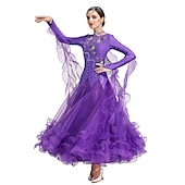رخيصةأون قاعة الرقص القياسية-Ballroom Dance فستان كريستال / أحجار الراين نسائي أداء كم طويل سباندكس بوليستر