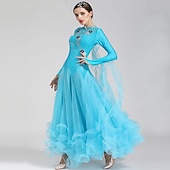 رخيصةأون قاعة الرقص القياسية-Ballroom Dance فستان كريستال / أحجار الراين نسائي أداء كم طويل سباندكس بوليستر