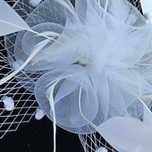 お買い得  ファシネーター-フェザー / ネットファシネーター ケンタッキーダービーハット / 鳥かごベール 1 枚付き 結婚式 / パーティー / イブニング / レディースデー ヘッドピース