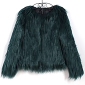 cheap Faux Fur Wraps-Pink Faux Fur Wraps Women&#039;s Wrap Winter Shrug Keep Warm Coats / Jackets Long Sleeve Faux Fur Fall Wedding Guest Wraps With Pure Color For Party Wedding