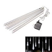 זול מוצרים עם חיבור לחשמל-led מטאורים גשם אורות 30 ס"מ 11.8 אינץ' 8 צינורות 192 led נטיפי קרח שלג נופל אורות נצנצים כוכב חיצוני טיפת גשם אורות חג המולד מסיבת חתונה חג קישוט עץ