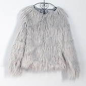 cheap Faux Fur Wraps-Pink Faux Fur Wraps Women&#039;s Wrap Winter Shrug Keep Warm Coats / Jackets Long Sleeve Faux Fur Fall Wedding Guest Wraps With Pure Color For Party Wedding