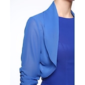preiswerte Wraps für Hochzeitsgäste-Halbärmel Eleganter Chiffon Hochzeits-/Party-/Abend-/Hochzeitsgast Damen Wickel  Bolero mit Drapierung  Einfarbig Kleid zum Beeindrucken