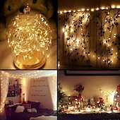 ieftine Acumulatoare-nuntă elegantă petrecere de recepție 10 m șir lumini 100 led fire rezistente la apă zâne șir lumini 4 buc 2 buc 1 buc pentru Crăciun nuntă acasă vacanță cameră de petrecere decor în aer liber alb