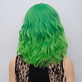 abordables Perruques de fête-Perruques vertes pour femmes Perruque synthétique vagues d&#039;eau Perruque vagues d&#039;eau courte arc-en-ciel rose vert noir blanc vert foncé cheveux synthétiques cheveux ombrés verts perruques d&#039;Halloween