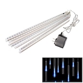 זול מוצרים עם חיבור לחשמל-led מטאורים גשם אורות 30 ס"מ 11.8 אינץ' 8 צינורות 192 led נטיפי קרח שלג נופל אורות נצנצים כוכב חיצוני טיפת גשם אורות חג המולד מסיבת חתונה חג קישוט עץ