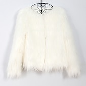 cheap Faux Fur Wraps-Pink Faux Fur Wraps Women&#039;s Wrap Winter Shrug Keep Warm Coats / Jackets Long Sleeve Faux Fur Fall Wedding Guest Wraps With Pure Color For Party Wedding
