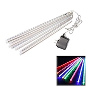 זול מוצרים עם חיבור לחשמל-led מטאורים גשם אורות 30 ס"מ 11.8 אינץ' 8 צינורות 192 led נטיפי קרח שלג נופל אורות נצנצים כוכב חיצוני טיפת גשם אורות חג המולד מסיבת חתונה חג קישוט עץ