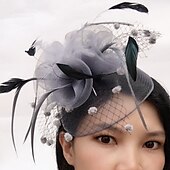 お買い得  ファシネーター-フェザー / ネットファシネーター ケンタッキーダービーハット / 鳥かごベール 1 枚付き 結婚式 / パーティー / イブニング / レディースデー ヘッドピース