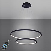 economico Modello a cerchio-Lampada a sospensione a led a 2 luci da 60 cm design cerchio in alluminio finiture verniciate dimmerabile moderna sala da pranzo camera da letto con paralume in acrilico luci regolabili 50w solo dimmerabile con telecomando