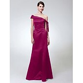 economico Matrimoni e cerimonie-A sirena Monospalla Lungo Raso Vestito con Fiocco (fiocchi) di TS Couture®