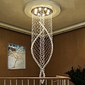preiswerte Globus-Design-8-flammig 60 cm Liniendesign moderne Pendelleuchte Kristall Leuchtmittel inklusive Designer Kronleuchter Metall galvanisiert schick modern Wohnzimmer (Leuchtmittel nicht enthalten)