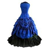 economico Vestiti-Abito Vittoriano Medievale 18° Secolo Lunghezza alla caviglia Lunghezza lunga Vestito Costume da festa Mascherata Taglie Forti Normale Su misura Patchwork Abito da ballo Costume Per donna Feste Balli