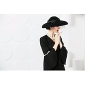 tanie czapki imprezowe-Kapelusze w stylu vintage eleganckie wełniane  nakrycia głowy z kokardkami 1 element na specjalną okazję  imprezę  wieczór  wyścig konny sukienka na specjalne okazje