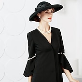 tanie czapki imprezowe-Kapelusze w stylu vintage eleganckie wełniane  nakrycia głowy z kokardkami 1 element na specjalną okazję  imprezę  wieczór  wyścig konny sukienka na specjalne okazje