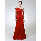 economico Matrimoni e cerimonie-A sirena Monospalla Lungo Raso Vestito con Fiocco (fiocchi) di TS Couture®