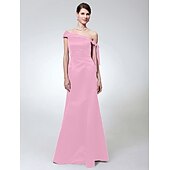 economico Matrimoni e cerimonie-A sirena Monospalla Lungo Raso Vestito con Fiocco (fiocchi) di TS Couture®