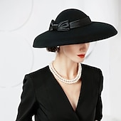 tanie czapki imprezowe-Kapelusze w stylu vintage eleganckie wełniane  nakrycia głowy z kokardkami 1 element na specjalną okazję  imprezę  wieczór  wyścig konny sukienka na specjalne okazje