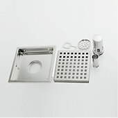 economico Scarichi-Set di scarico a pavimento per doccia quadrato da 6 pollici, griglia per inserto per piastrelle in acciaio inossidabile rimovibile, filtro per capelli con guarnizione e gancio di sollevamento per il bagno