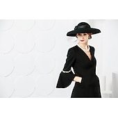 tanie czapki imprezowe-Kapelusze w stylu vintage eleganckie wełniane  nakrycia głowy z kokardkami 1 element na specjalną okazję  imprezę  wieczór  wyścig konny sukienka na specjalne okazje