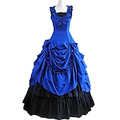 economico Vestiti-Abito Vittoriano Medievale 18° Secolo Lunghezza alla caviglia Lunghezza lunga Vestito Costume da festa Mascherata Taglie Forti Normale Su misura Patchwork Abito da ballo Costume Per donna Feste Balli