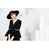 tanie czapki imprezowe-Kapelusze w stylu vintage eleganckie wełniane  nakrycia głowy z kokardkami 1 element na specjalną okazję  imprezę  wieczór  wyścig konny sukienka na specjalne okazje