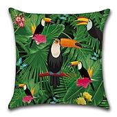 billige blomster- og plantestil-sett med 6 putetrekk botaniske tropiske fugler putepute utendørs pute til stue sofa sofaseng stol grønn