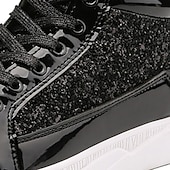 cheap Men&#039;s Sneakers-Men&#039;s Gold Glitter High Top Sneakers - Shiny Lace-Up Streetwear Shoes for Nightlife and Party Events