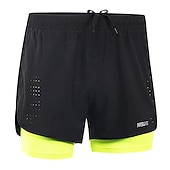 cheap Mens Active Shorts-Arsuxeo Men&#039;s Running Shorts Gym Shorts Yoga Shorts Drawstring 2 in 1 Split Zipper Pocket Base Layer Outdoor Athletic Summer Spandex Quick Dry Lightweight Reflective Strips Yoga Gym Workout Marathon