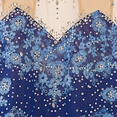preiswerte Eiskunstlaufkleider-Eiskunstlaufkleid Damen Mädchen Eislaufen Kleider Austattungen Violett Weiß Pudriges Rosa Blume Rückenfrei Gitter Elasthan Wettbewerb Eiskunstlaufkleidung Handgemacht Mit Steinen verziert Strass