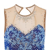 cheap Figure Skating Dresses-Figure Skating Dress Women's Girls' Ice Skating Dress Dark red White Pink Flower Open Back Mesh Spandex Practice Competition Skating Wear Jeweled Rhinestone Sleeveless Ice Skating Figure Skating