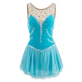 tanie Suknie do łyżwiarstwa figurowego-Sukienka łyżwiarska Damskie Dla dziewczynek Bruslení Sukienka Perłowo-różowy Błękit egejski Biały Niejednolita całość Siateczka Spandeks Trening Zawody Odzież łyżwiarska Ręcznie wykonane Z klejnotami